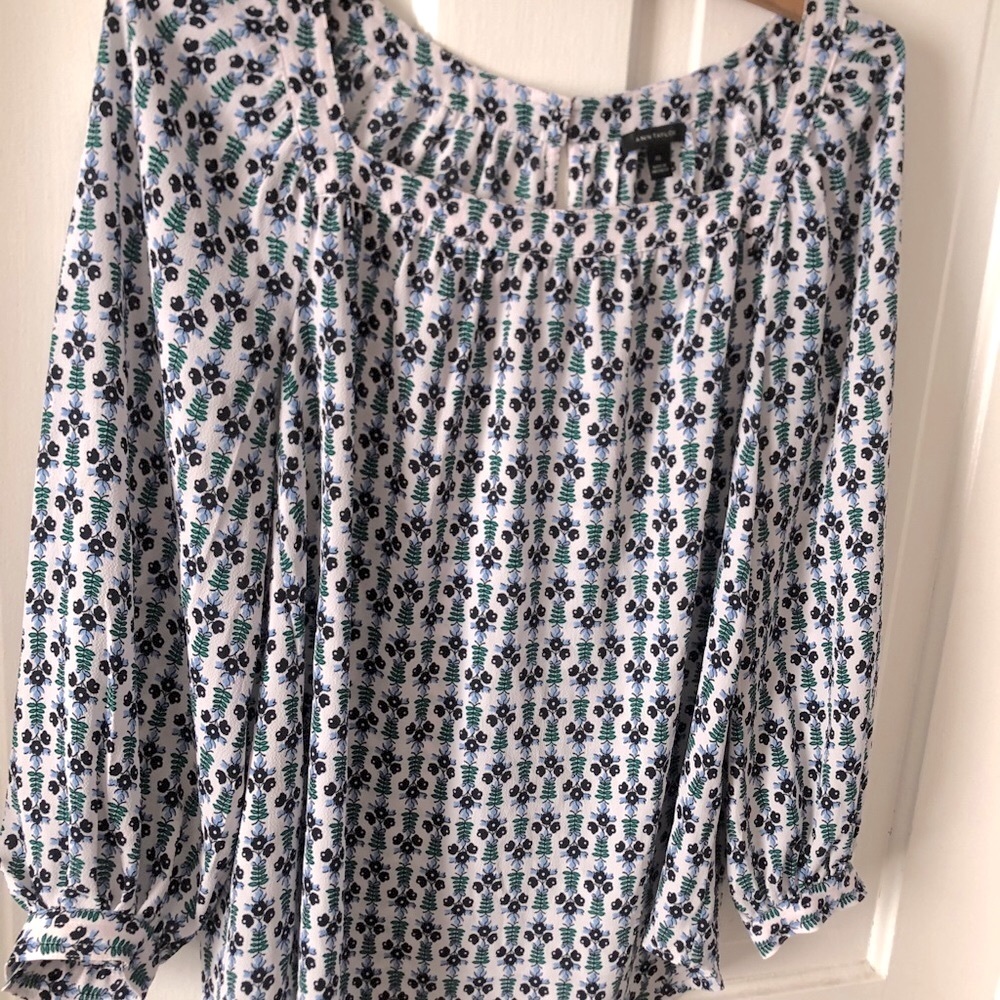 ANN TAYLOR square neck blouse- floral